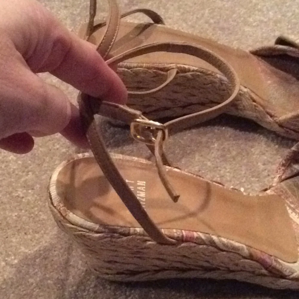Stuart Weitzman Floral fabric wedge espadrilles Summer shoes, 8.5